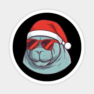 manatee in a Christmas hat Magnet